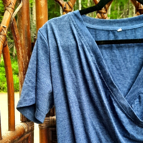 Maternity Blue Short Sleeve Shirt - Picture 2 of 6